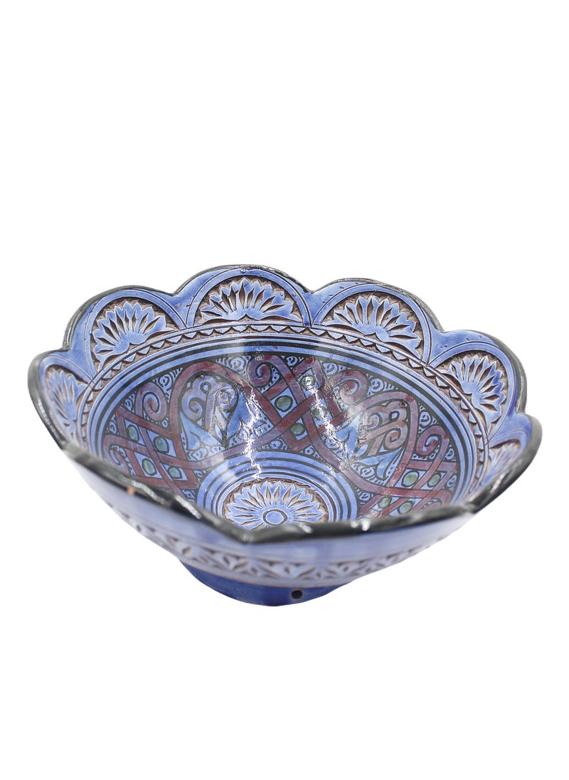Moroccan Handmade Hand Painted Display Bowl With Carving Work 26 X 12 cm