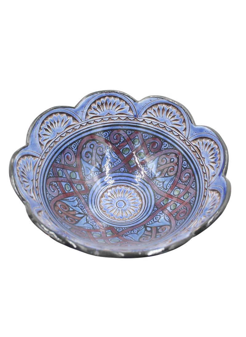 Moroccan Handmade Hand Painted Display Bowl With Carving Work 26 X 12 cm