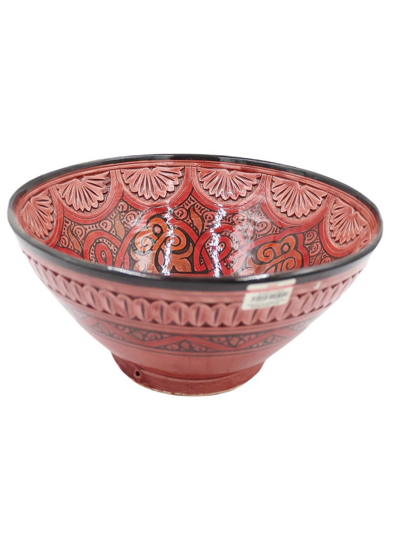 Moroccan Handmade Hand Painted Bowl Carving Work 30 X 15 cm