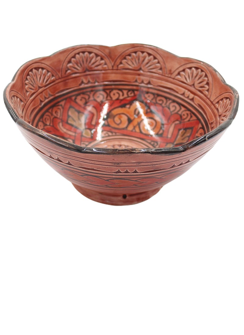 Moroccan Handmade Hand Painted Display Bowl With Carving Work 26 X 12 cm