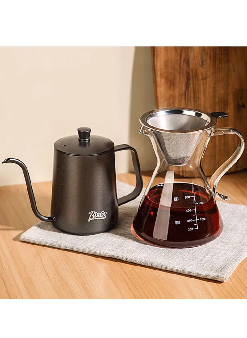 Borosilicate Heat Resistant Glass Coffee Server Pot with Filter For Pour Over Coffee Maker 500 ML