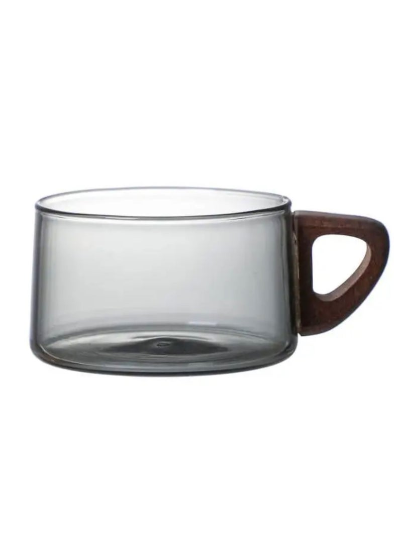 Glass Teapot with Wooden Handle, 2 Cups, Stainless Steel Spoon, and Wooden Coaster, Stovetop Safe Tea Kettle with Removable Infuser for Blooming and Loose Leaf Tea, 1200 ML