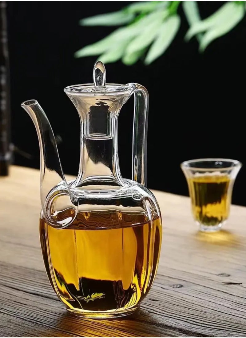 Glass Tea Kettle Set with 2 Glasses, Borosilicate Heat-Resistant and Sleek Glass Kettle for Boiling Tea (550ml)