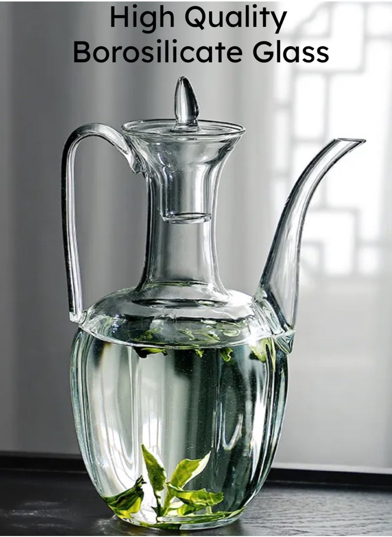 Glass Tea Kettle Set with 2 Glasses, Borosilicate Heat-Resistant and Sleek Glass Kettle for Boiling Tea (550ml)