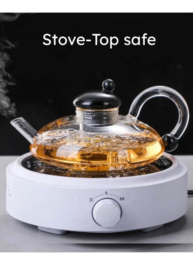 Classic Teapot Set with Removable Infuser and 3 Cups, Stovetop Safe (600ml)