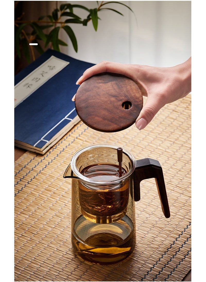 Glass Teapot With Wood Handle Heated Resistant One button Filtering Glass Kettle Transparent Scented Tea Pot Teaware