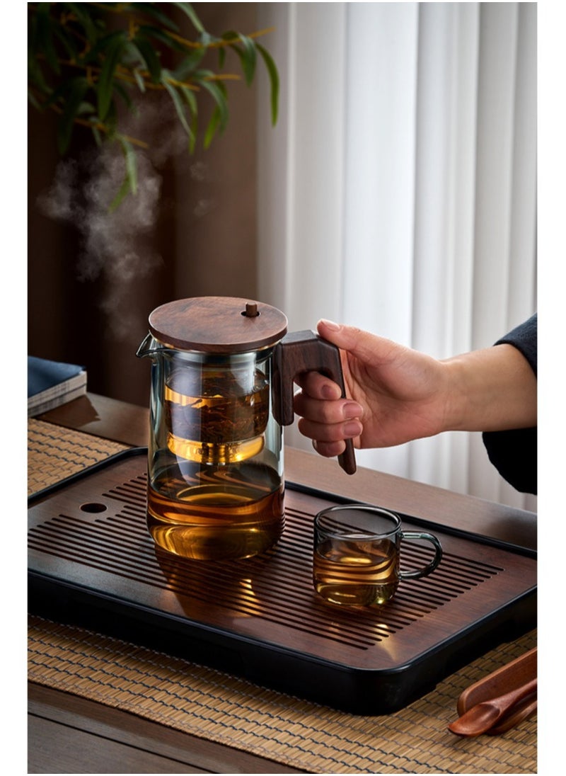 Glass Teapot With Wood Handle Heated Resistant One button Filtering Glass Kettle Transparent Scented Tea Pot Teaware