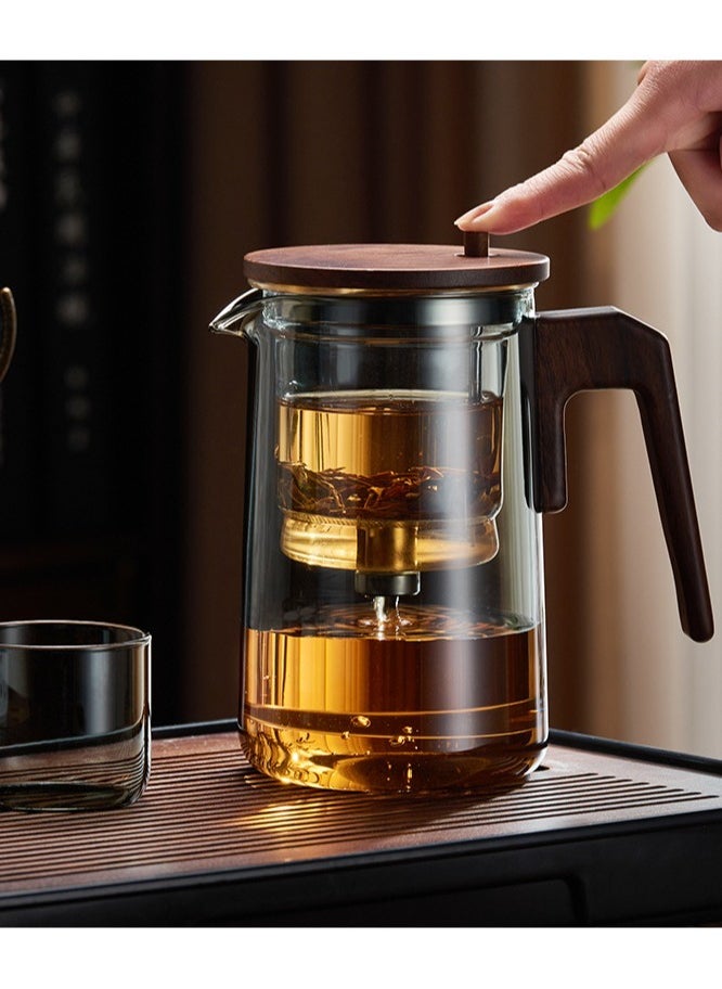 Glass Teapot With Wood Handle Heated Resistant One button Filtering Glass Kettle Transparent Scented Tea Pot Teaware