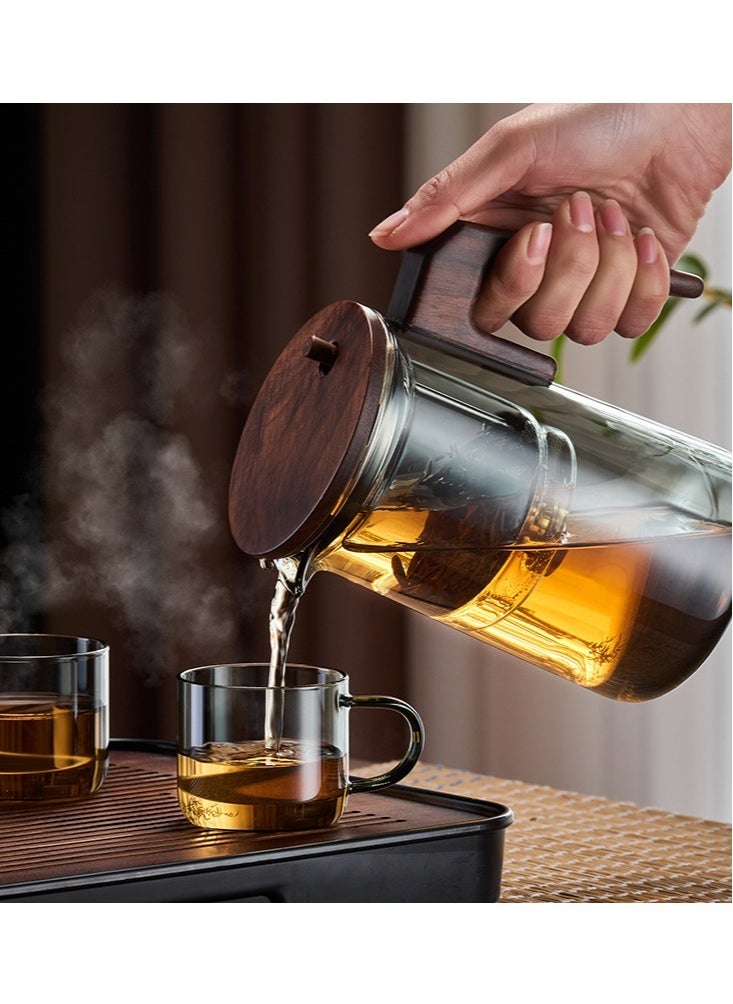 Glass Teapot With Wood Handle Heated Resistant One button Filtering Glass Kettle Transparent Scented Tea Pot Teaware