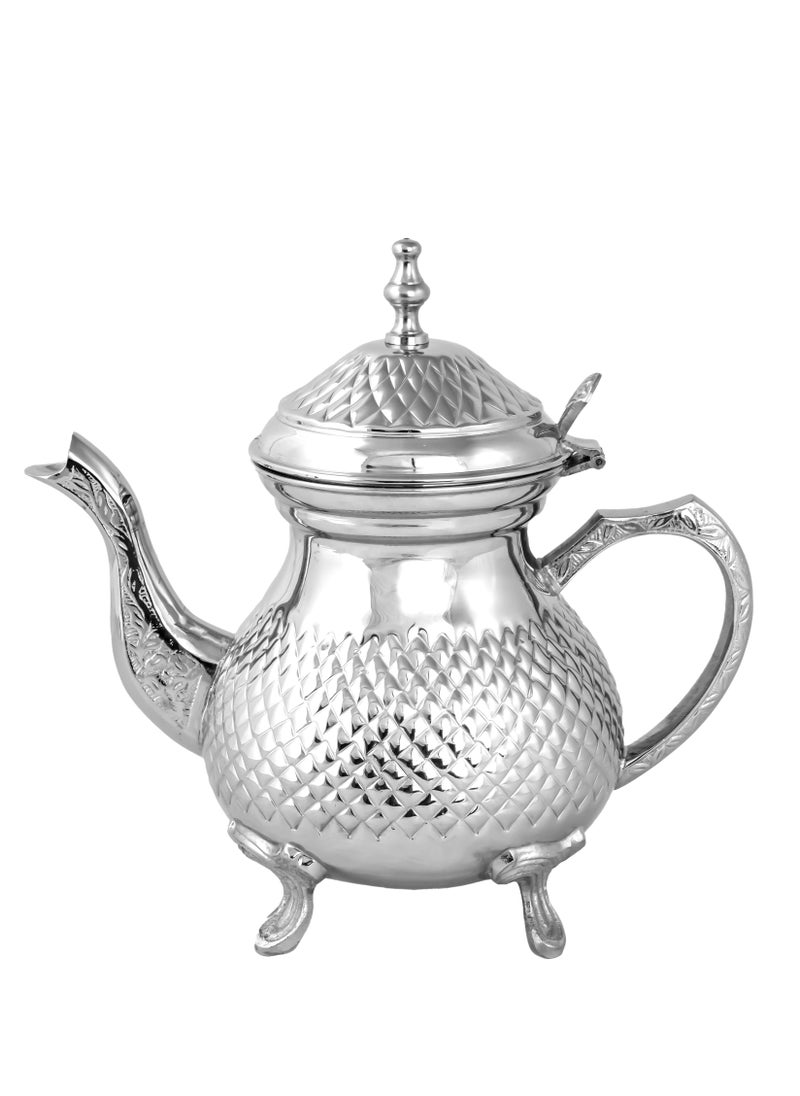 Brass Moroccan Teapot 1000ml Diamond Design Handmade Traditional Tea Kettle for Arabic and Turkish Tea