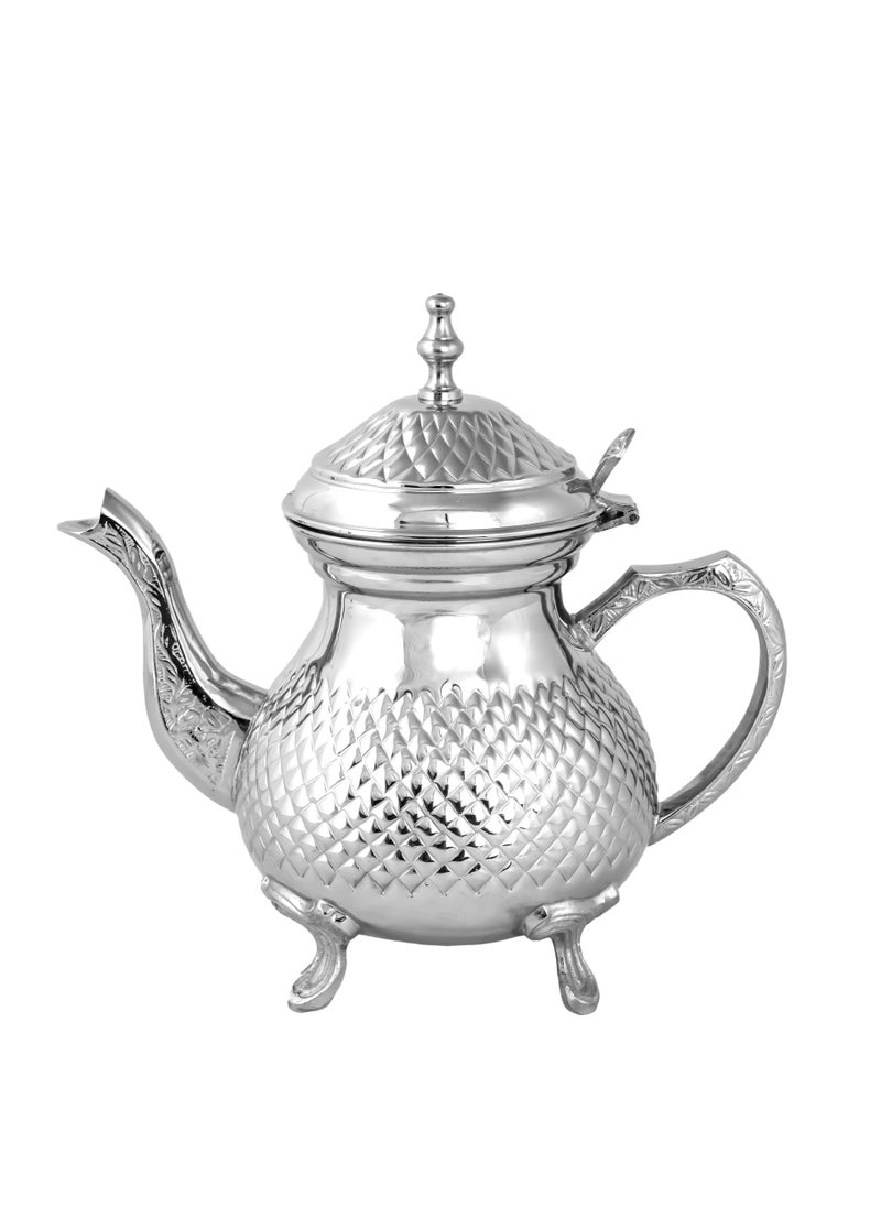 Brass Moroccan Teapot 800ml Diamond Design Handmade Traditional Tea Kettle for Arabic and Turkish Tea