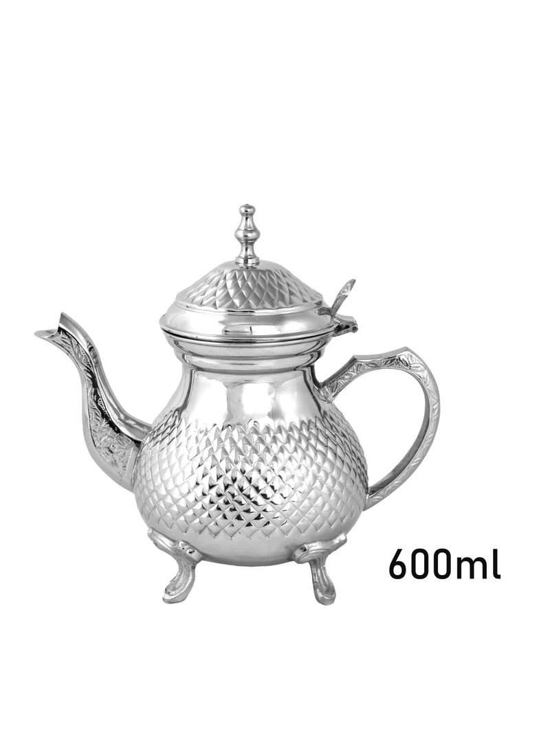 Brass Moroccan Teapot 800ml Diamond Design Handmade Traditional Tea Kettle for Arabic and Turkish Tea