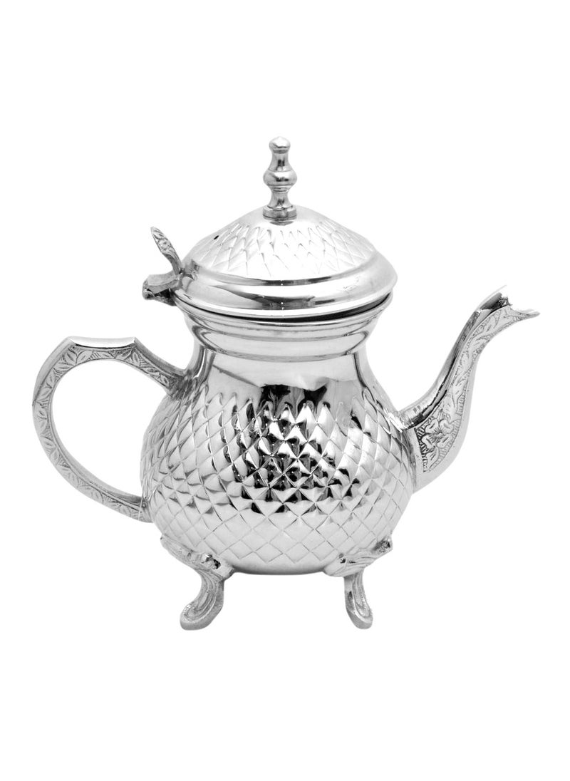 Brass Moroccan Teapot 800ml Diamond Design Handmade Traditional Tea Kettle for Arabic and Turkish Tea