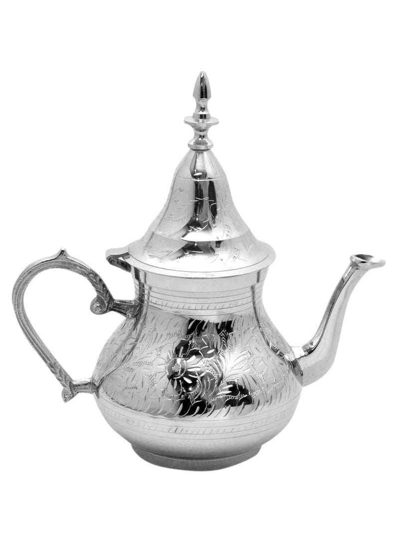 Brass Moroccan Teapot 1000ml Rose Design Handmade Traditional Tea Kettle for Arabic and Turkish Tea