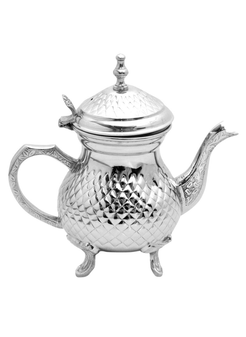 Brass Moroccan Teapot 600ml Diamond Design Handmade Traditional Tea Kettle for Arabic and Turkish Tea