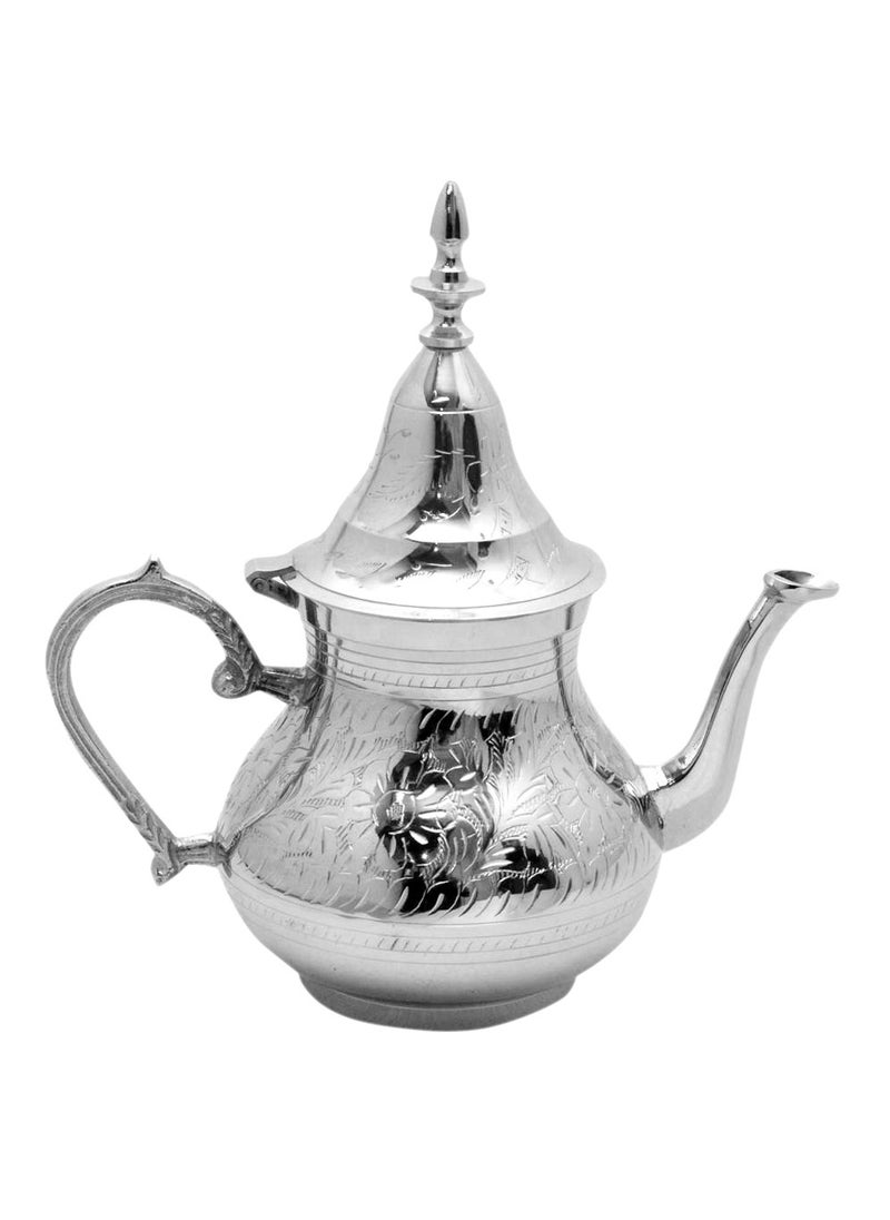 Brass Moroccan Teapot 800ml Rose Design Handmade Traditional Tea Kettle for Arabic and Turkish Tea