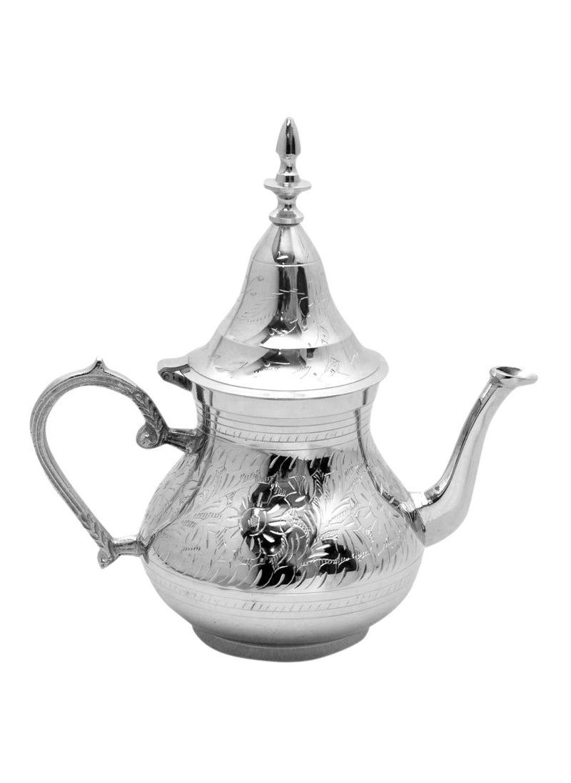 Brass Moroccan Teapot 600ml Rose Design Handmade Traditional Tea Kettle for Arabic and Turkish Tea