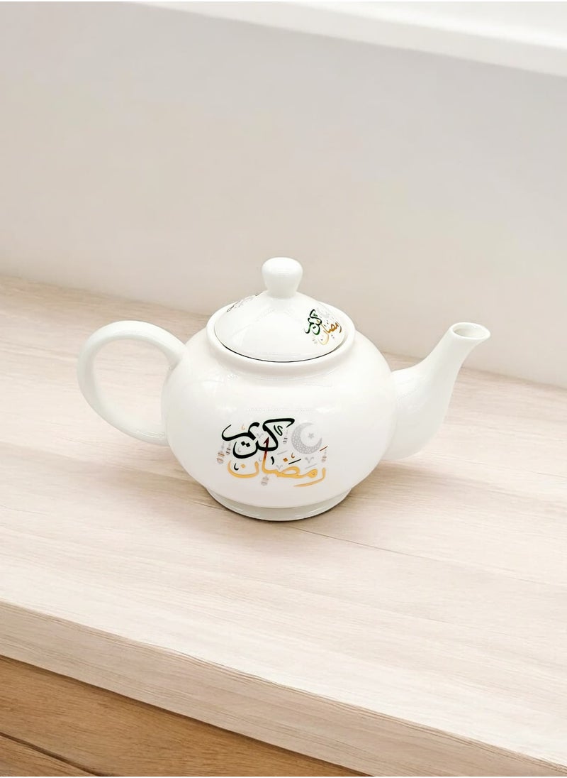 Ramdan Design Ceramic Teapot with candle warmer, Ramadan Decorations for Table for Tea, Coffee, Milk 900ml