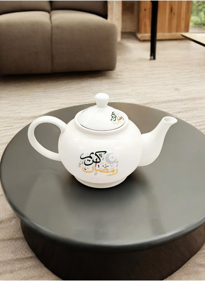 Ramdan Design Ceramic Teapot with candle warmer, Ramadan Decorations for Table for Tea, Coffee, Milk 900ml