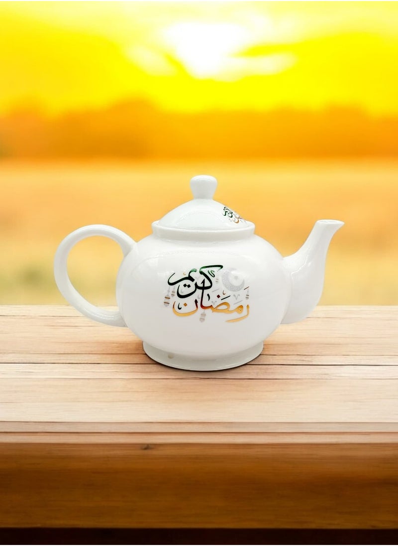 Ramdan Design Ceramic Teapot with candle warmer, Ramadan Decorations for Table for Tea, Coffee, Milk 900ml