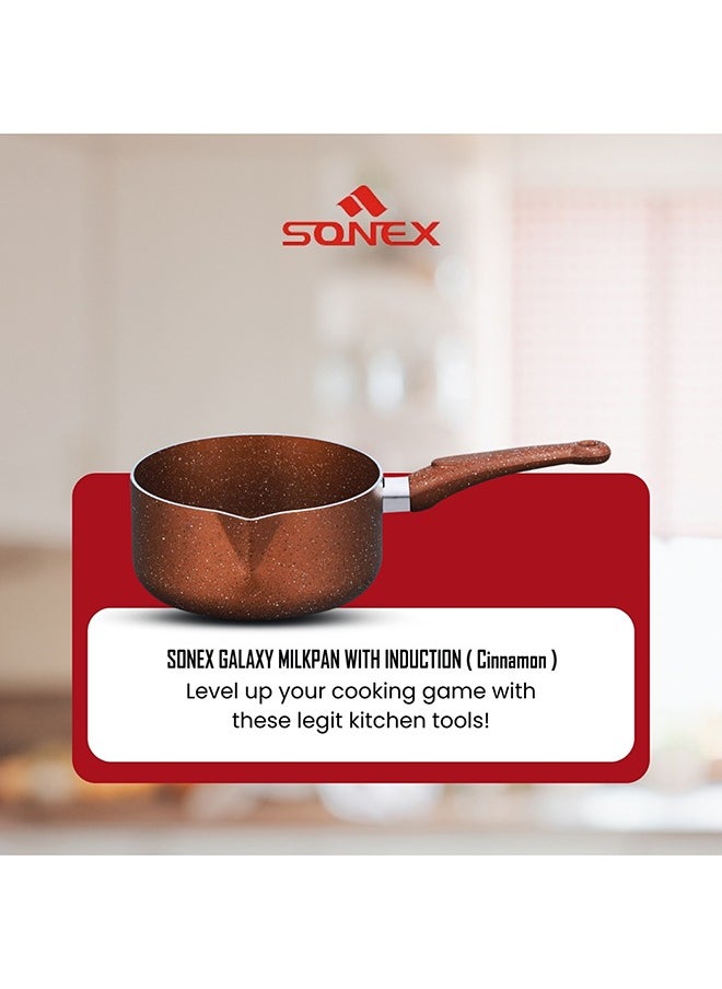 Sonex Non Stick Galaxy Milk Pan, Premium Milk Pan Marble Coated With Induction, Easy Cleaning, Even Heating, Durable Construction, Healthy Cooking, Easy To Clean|Cinnamon Color, 18 cm & 2.5 Ltr