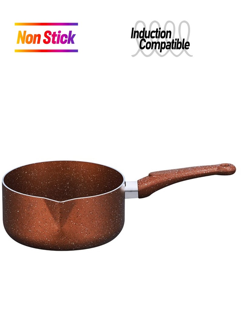 Sonex Non Stick Galaxy Milk Pan, Premium Milk Pan Marble Coated With Induction, Easy Cleaning, Even Heating, Durable Construction, Healthy Cooking, Easy To Clean|Cinnamon Color, 18 cm & 2.5 Ltr