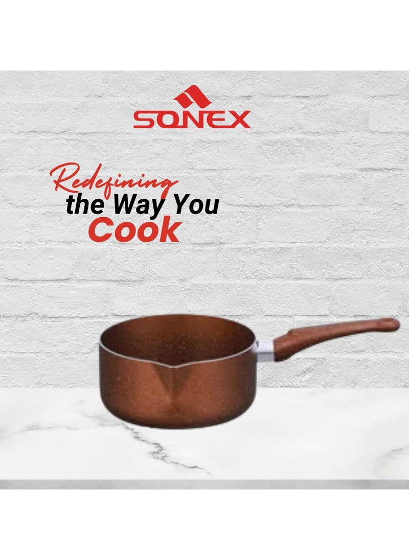 Sonex Non Stick Galaxy Milk Pan, Premium Milk Pan Marble Coated With Induction, Easy Cleaning, Even Heating, Durable Construction, Healthy Cooking, Easy To Clean|Cinnamon Color, 20 cm & 3.5 Ltr