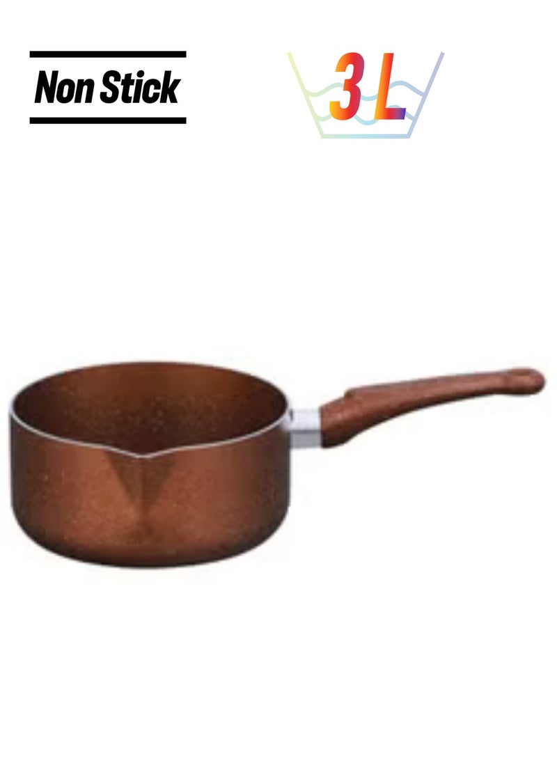 Sonex Non Stick Galaxy Milk Pan, Premium Milk Pan Marble Coated With Induction, Easy Cleaning, Even Heating, Durable Construction, Healthy Cooking, Easy To Clean|Cinnamon Color, 20 cm & 3.5 Ltr