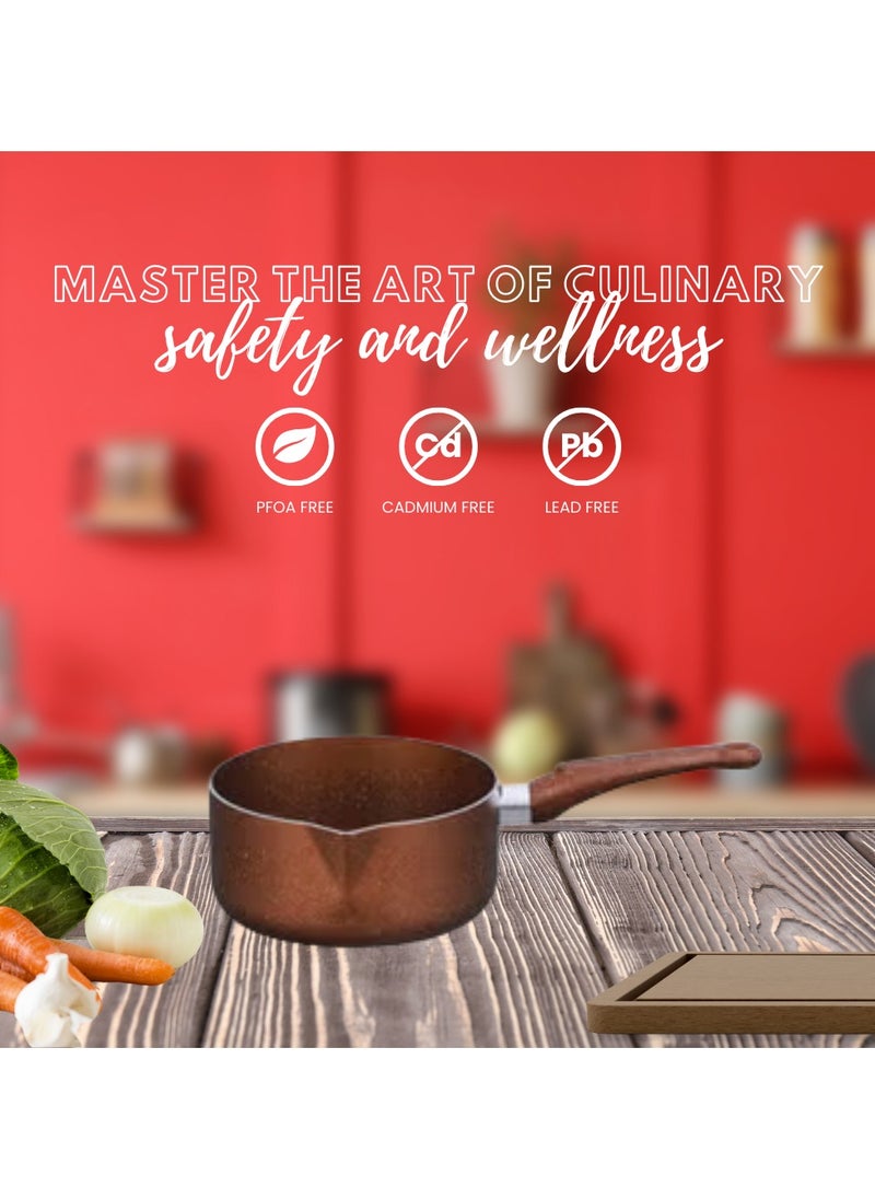 Sonex Non Stick Galaxy Milk Pan, Premium Milk Pan Marble Coated With Induction, Easy Cleaning, Even Heating, Durable Construction, Healthy Cooking, Easy To Clean|Cinnamon Color, 20 cm & 3.5 Ltr