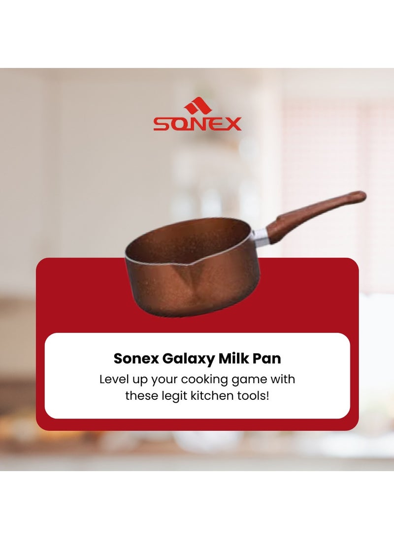 Sonex Non Stick Galaxy Milk Pan, Premium Milk Pan Marble Coated With Induction, Easy Cleaning, Even Heating, Durable Construction, Healthy Cooking, Easy To Clean|Cinnamon Color, 20 cm & 3.5 Ltr