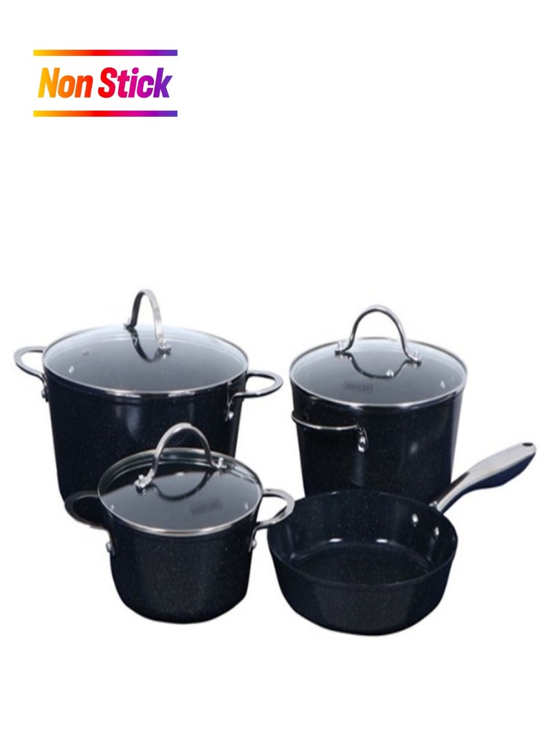 Chef Master Forged Aluminum With Marble Coating Cookware Set 7 Pieces Set Black