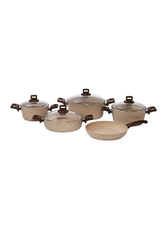 Alberto 9- Pieces Premium Cookware Set, Brown