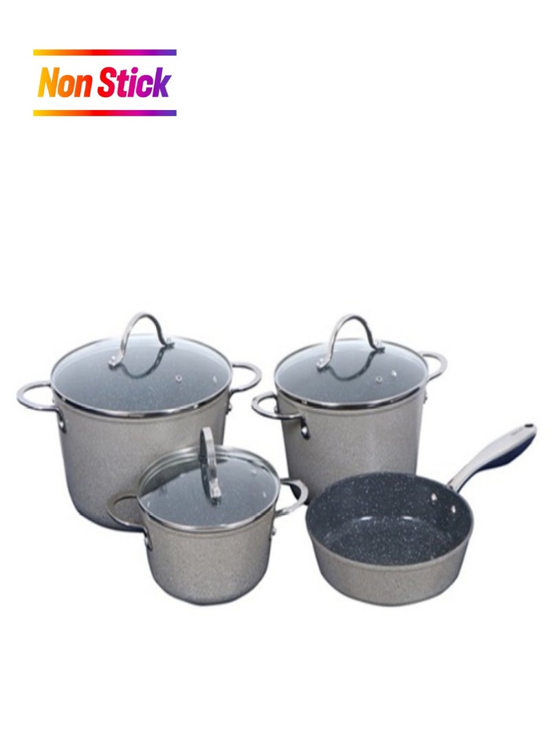 Chef Master Forged Aluminum With Marble Coating Cookware Set 7 Pieces Set Gray