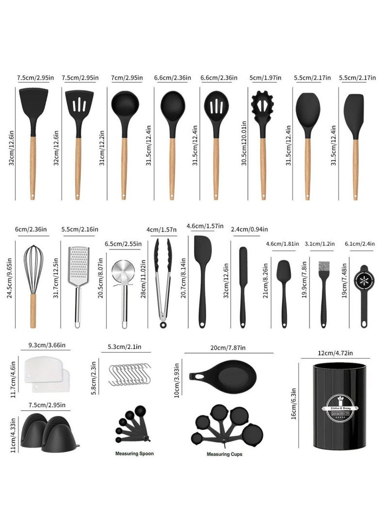 43 Pcs Kitchen Utensil Set Heat Resistant Silicone Cooking Kitchen Utensil Set With Holder Spoon Spatula Kitchen Gadget Tool Set For Nonstick Cookware Dishwasher