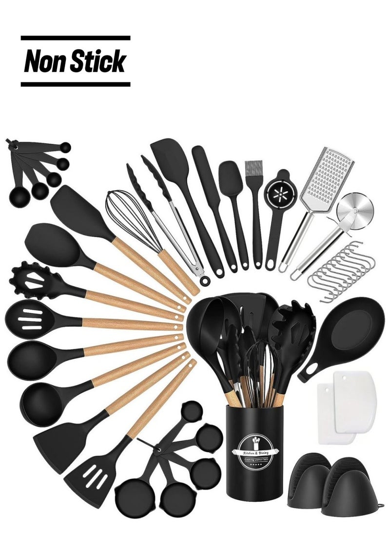 43 Pcs Kitchen Utensil Set Heat Resistant Silicone Cooking Kitchen Utensil Set With Holder Spoon Spatula Kitchen Gadget Tool Set For Nonstick Cookware Dishwasher