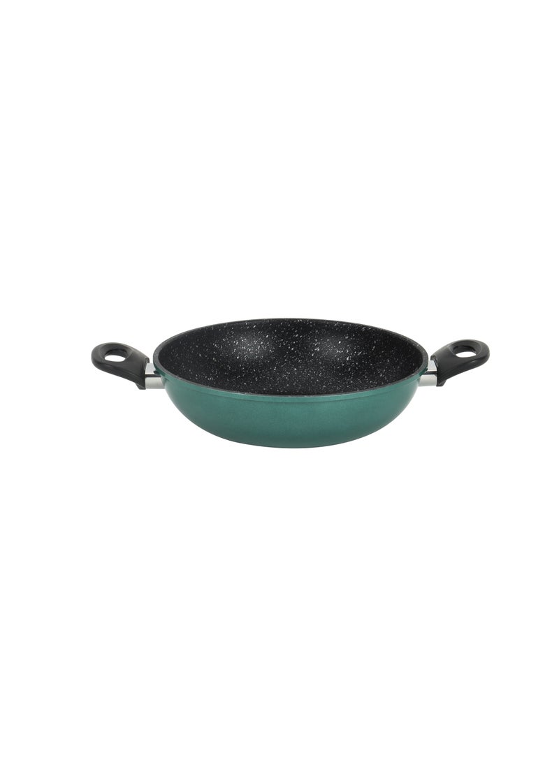 Royalford Daisy 6-piece Forged Aluminum Cookware Set- RF12629/ Durable Nonstick Granite Coating with 5-Layer Construction, Dot Induction Bottom and Glass Lid/ Includes Kadai, Casserole, Saucepan, Fry Pan Turquoise Largecm