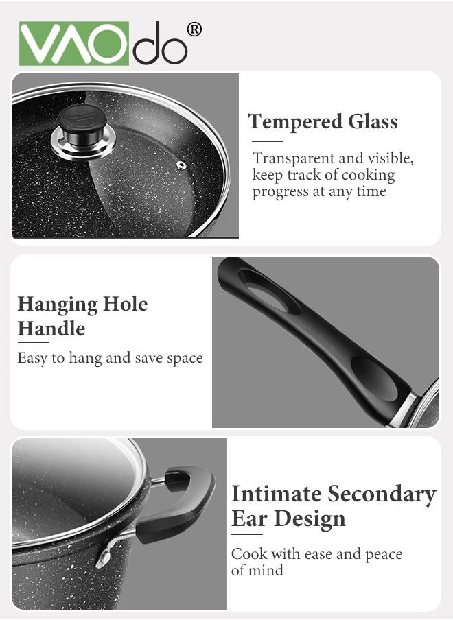 3PCS Non Stick Saucepan Set Common to All Stoves Anti-Scalding Handle Fast Heat Conduction Cookware 21cm Fry Pan 32cm Wok Pan 26cm Sauce Pan