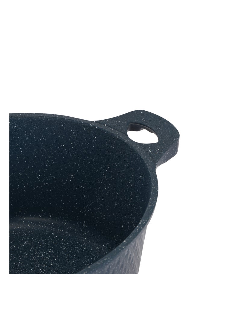 Royalford 12-piece Chef Pride Die-Cast Aluminum Cookware Set- RF12488/ Granite Coated with 2.5 mm Thickness, Induction Base, Handles and Glass Lid Blue