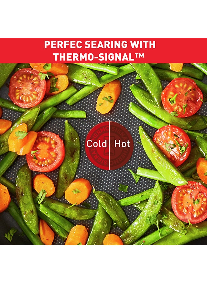 TEFAL Dark Stone | 7 pc set | Non-stick Cookware | Safe coating | Heat indicator | Ergonomic handles | Glass lid | Gas | Electric | Ceramic hobs | 2 Years Warranty | B491S785 Marble - Black Whith Grey Dots