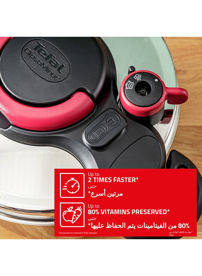 TEFAL Pressure Cooker | ClipsoMinut’ Easy 6L | Stainless steel |Express Cooking | Vitamins Preserved | One-Handed Opening/Closing | Safe | Made in France | 2 Years Warranty | P4620768 Stainless Steel