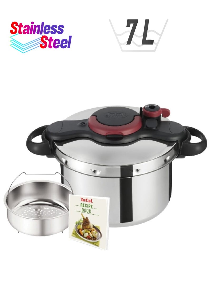 Clipso Minut Easy Stainless Steel Pressure Cooker Silver and Black 7.5 L P4624866 Silver and Black