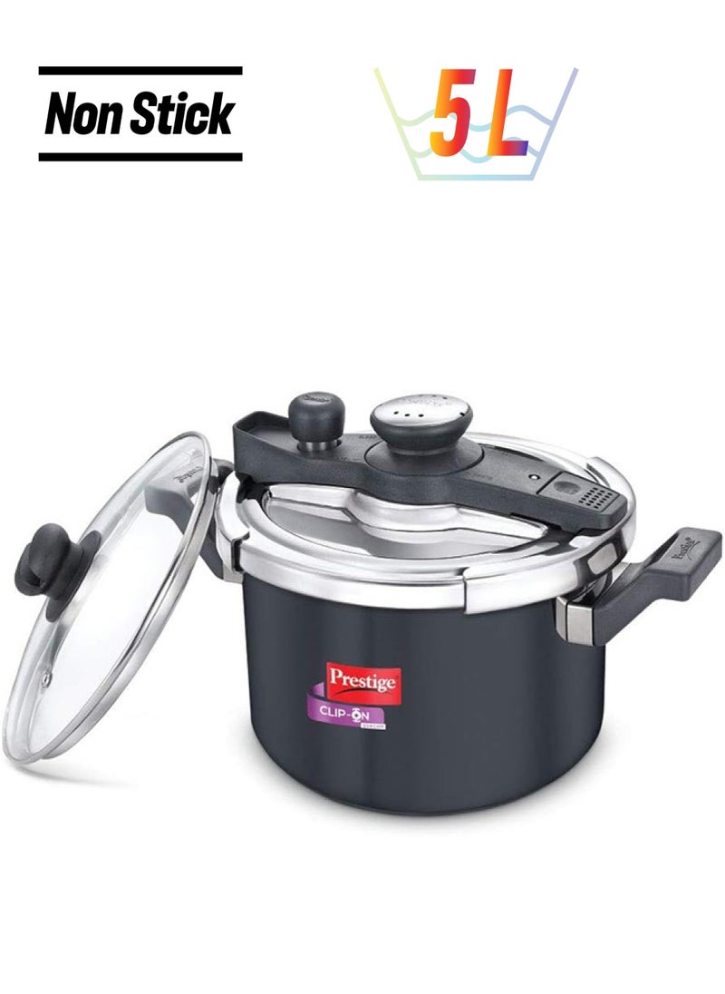 Prestige Svachh Clip-on 5 Litre Hard Anodised Pressure Cooker Black