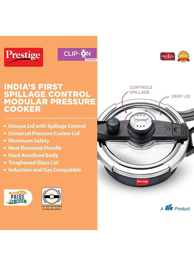 Prestige Svachh Clip-on 5 Litre Hard Anodised Pressure Cooker Black