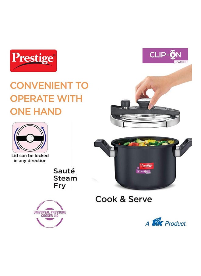 Prestige Svachh Clip-on 5 Litre Hard Anodised Pressure Cooker Black