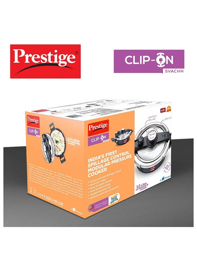 Prestige Svachh Clip-on 5 Litre Hard Anodised Pressure Cooker Black