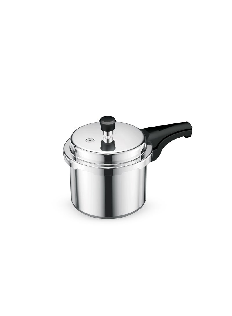 Royalford 3.0 L Aluminum Pressure Cooker- RF11941| Equipped with Improved Pressure Regulator, Handle, Anti Implosion Lid and Stepped Bottom Design Silver