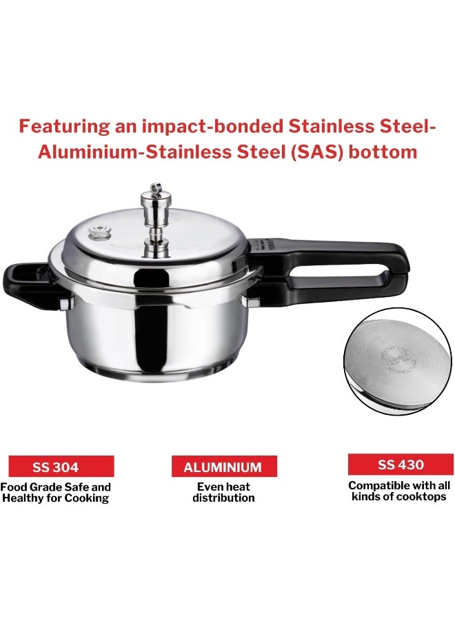 18/8 Stainless Steel Pressure Cooker Outer Lid 3 Litre