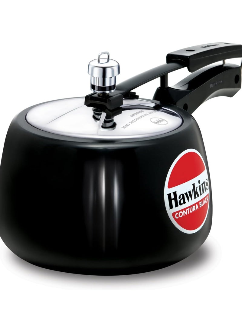 Hawkins 3 Litre Contura Black Pressure Cooker, Hard Anodised Inner Lid Cooker, Handi Cooker, Black (CB30)