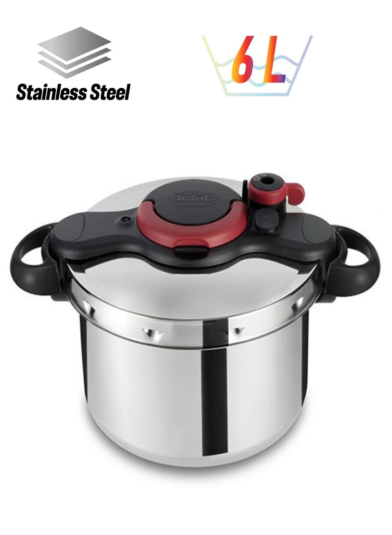 Clipso Measy Stainless Steel Pressure Cooker 6L Stainless Steel Stainless Steel