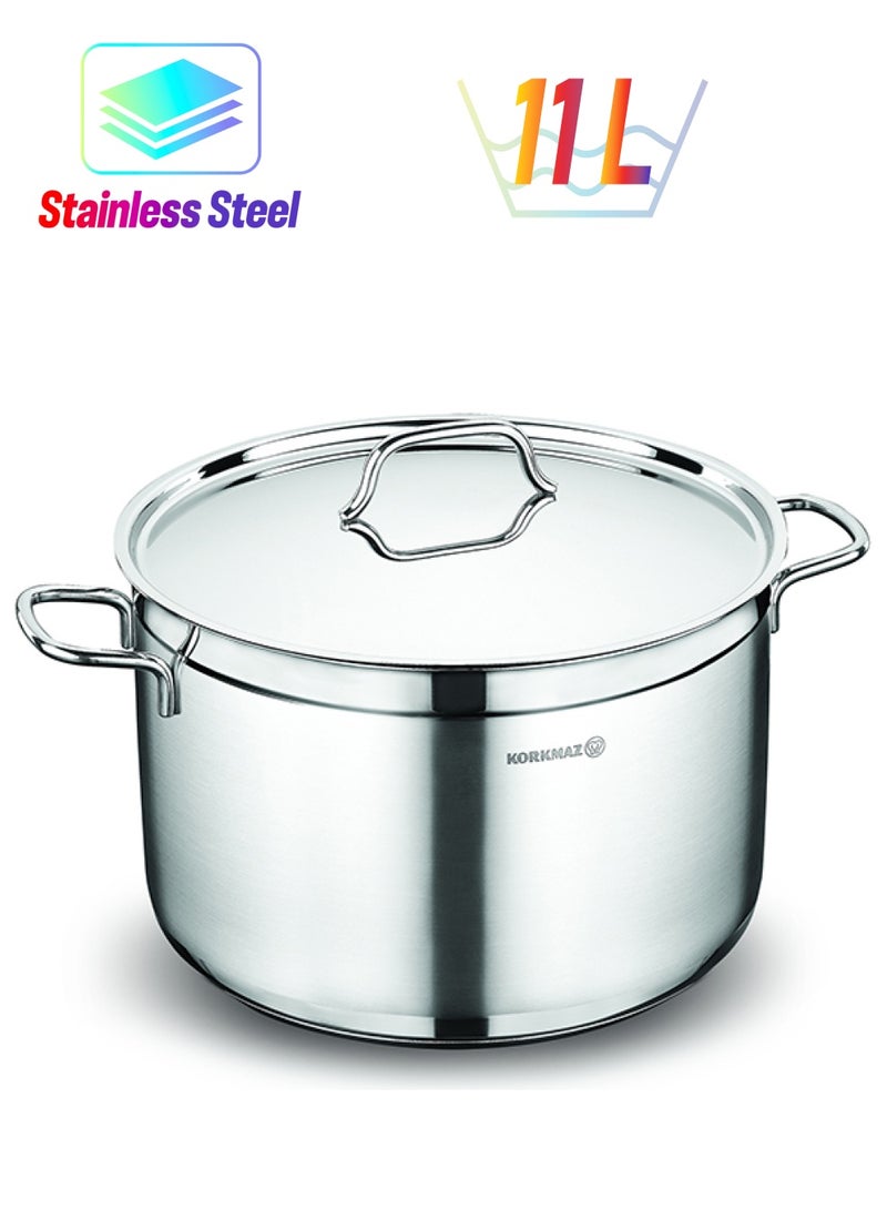 Alfa Extra Deep Stainless Steel Casserole Pot 11L Silver 28x18 cmcm